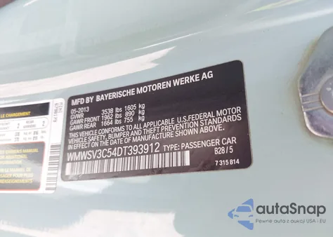 2013 Mini Hardtop Cooper S from USA, damaged, VIN WMWSV3C54DT393912